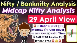 Midcap Nifty Prediction | NIFTY prediction & BANKNIFTY analysis for tomorrow | 29 April Monday