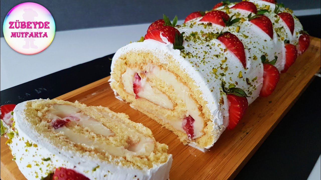 ÇİLEKLİ RULO PASTA TARİFİ ✅