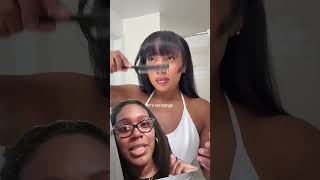 Finally, a bang tutorial that actually works! 🤩 #hairhack #bangs #diy