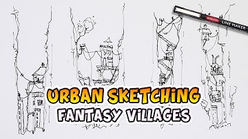 Urban Sketching Tutorial - Tiny Fantasy Villages | Sketchy Brett
