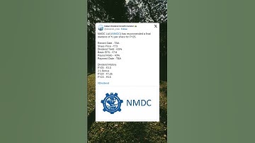 NMDC Ltd has recommended a Final Dividend for FY25. #BreakingNews #StockMarket #2025