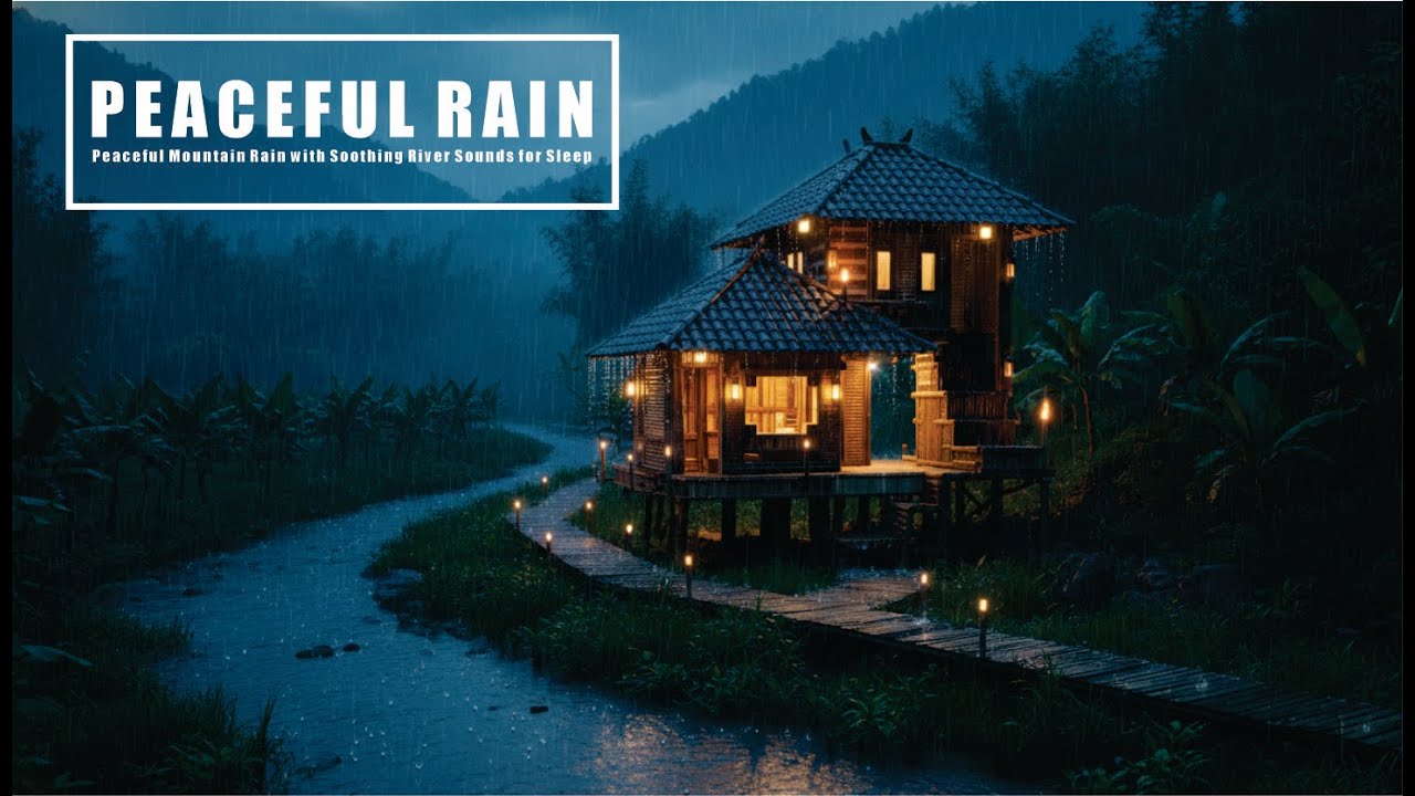 Peaceful Mountain Rain with Soothing River Sounds for Sleep 🌧🌙
