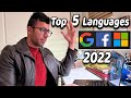 Top 5 Programming Languages for Google Facebook Microsoft!