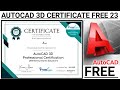 Autocad certificate 2023  free autocad 3d certificate  free certificate  autocad  autocad course