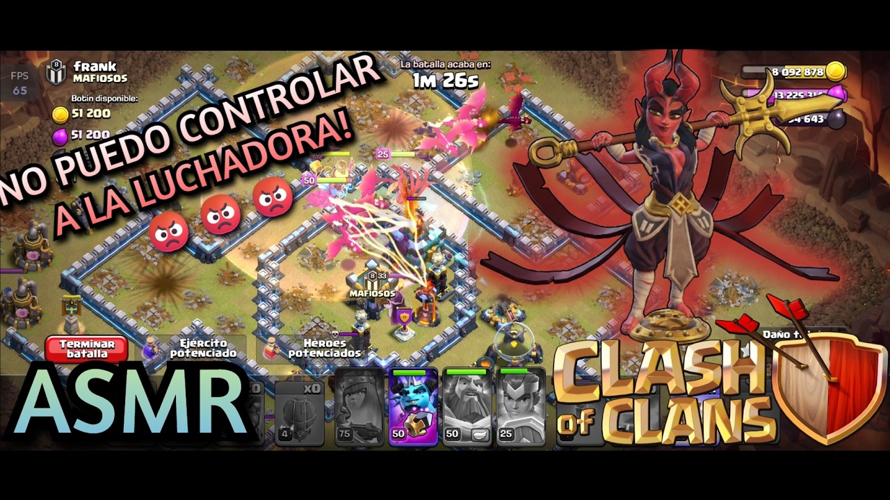 No puedo controlar a la luchadora!!!😡😡😡 /CLASH OF CLANS / ASMR