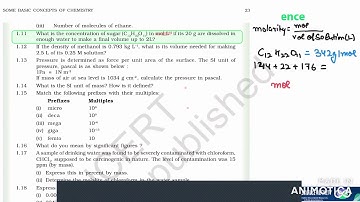 11. What is the concentration of sugar (C12H22O11) in mol L–1 if its 20 g are  - class 11 some basic