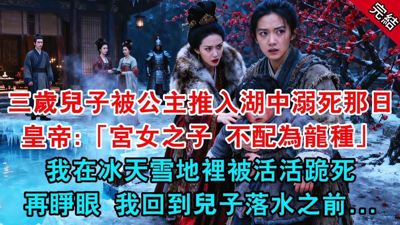 三歲兒子被公主推入湖中溺死那日，皇帝冷聲道:「宮女之子 不配為龍種」我在冰天雪地裡被活活跪死，再睜眼 我回到兒子落水之前...#原創 #古言 #小說