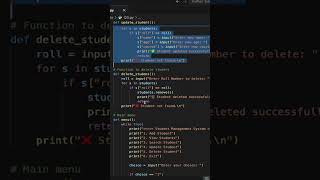 Student Management System for beginners in Python...! #trending #coding #python #shorts