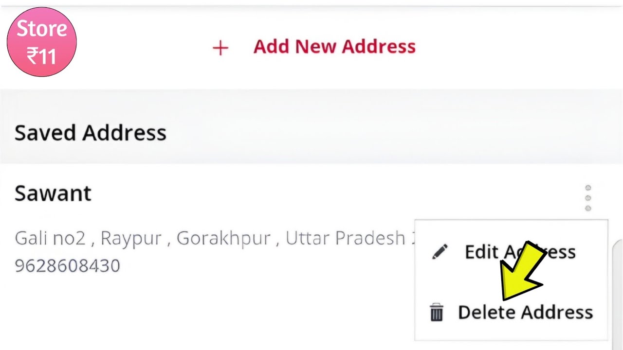 Delete Saved Address from Low Price ₹11 Shopping App