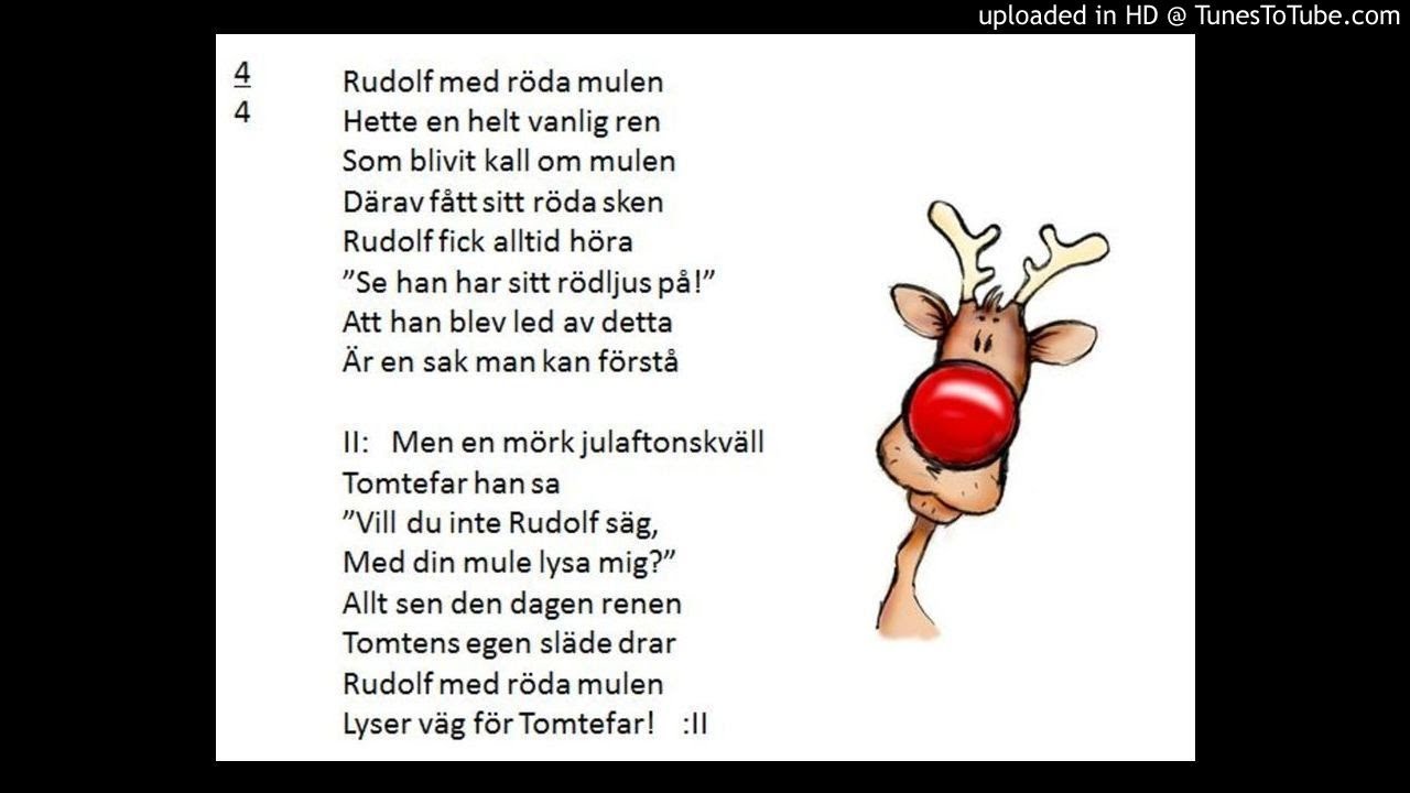 Rudolf Med Röda Mulen Text