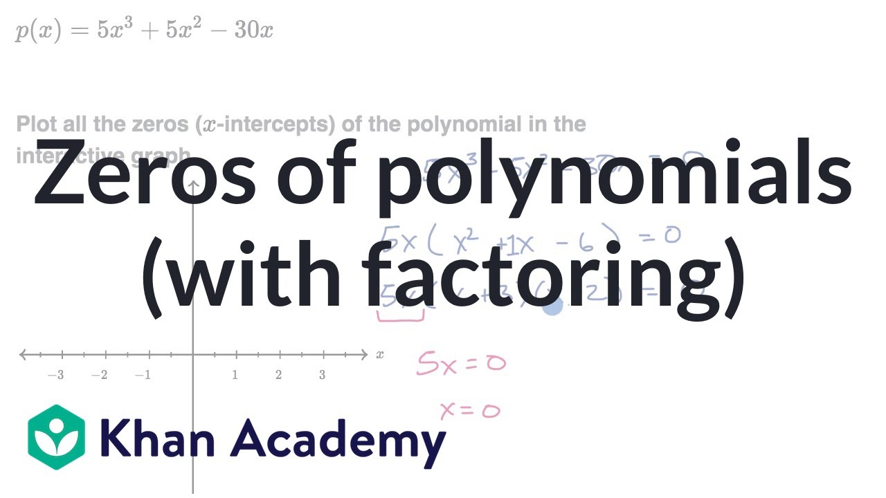 Zeros of polynomials (with factoring): common factor (video