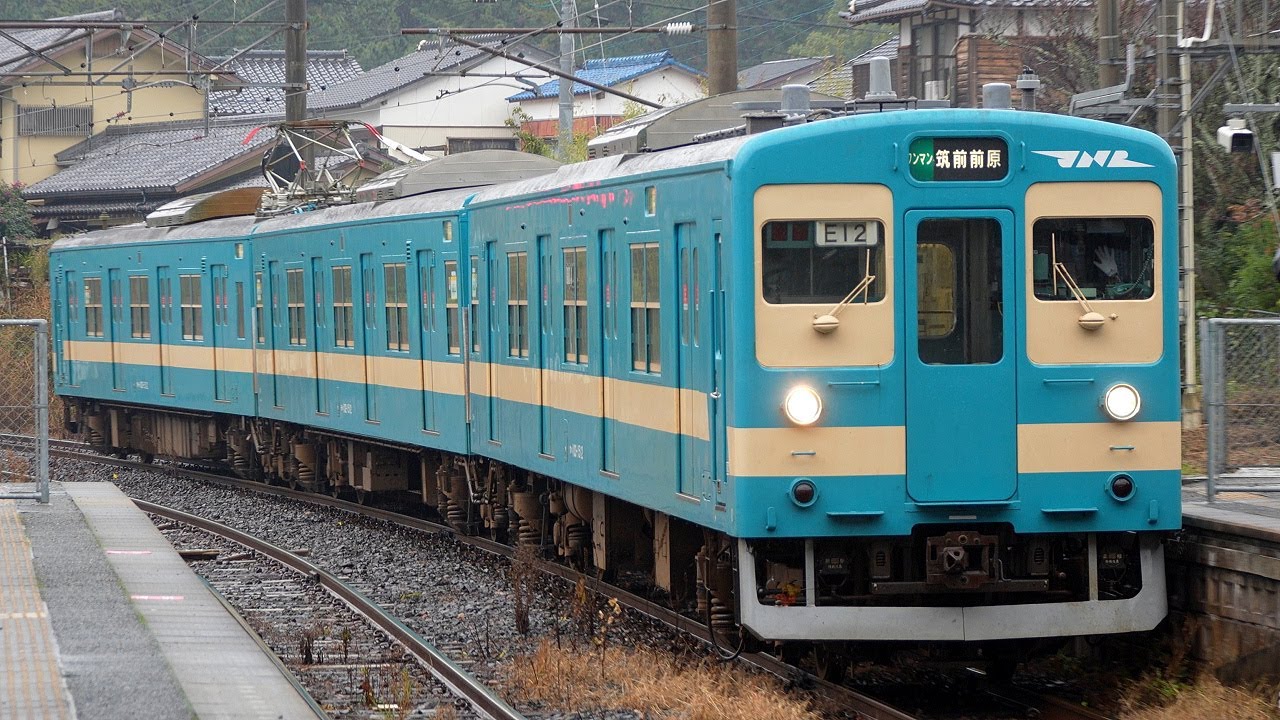 【4K60P】【国鉄色リバイバル塗装】JR筑肥線・唐津線103系1500番台E12編成(MT55A)(抵抗制御)到着・発車・走行シーン集+乗車動画(走行音) 2024.1