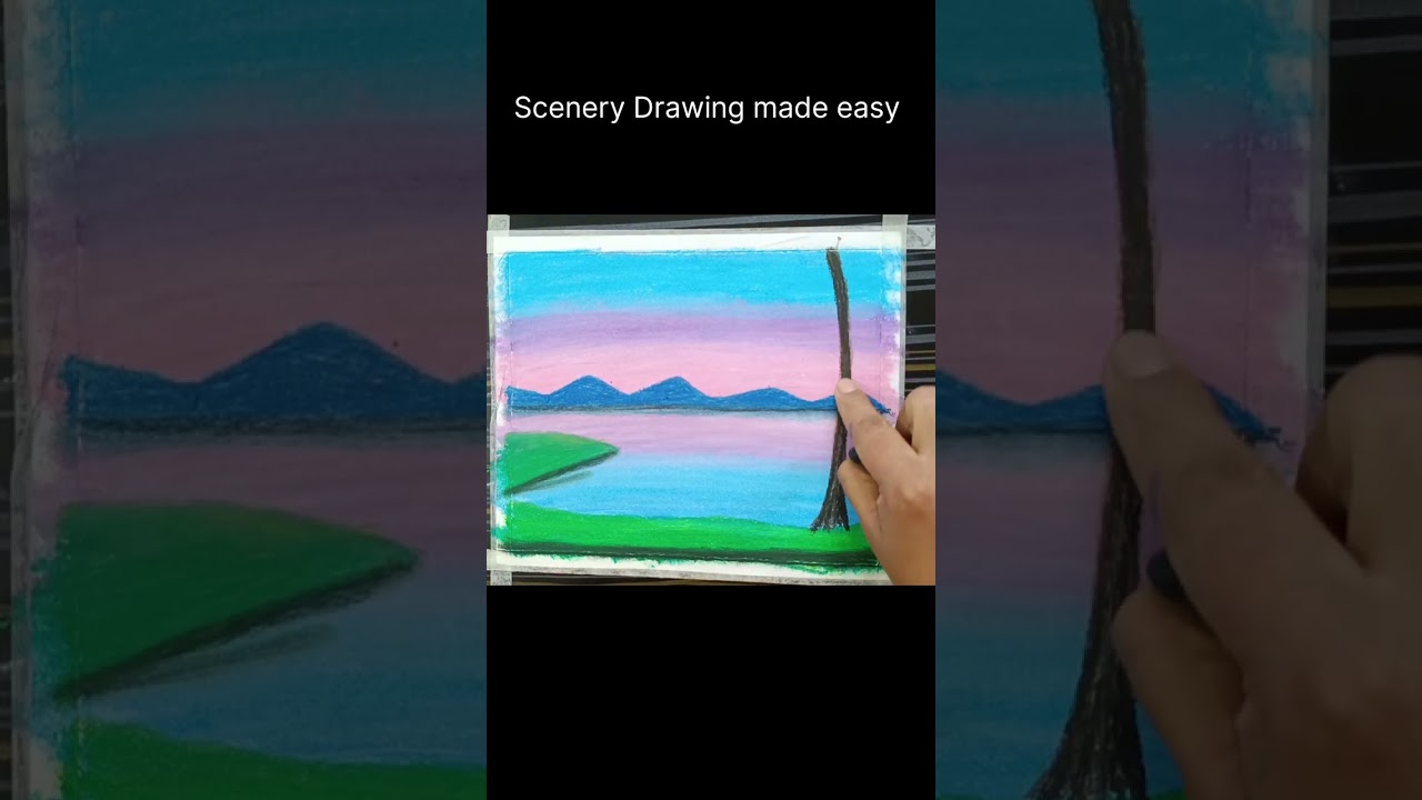 Scenery Drawing with oil pastels