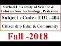 Sarhad University Past Solved Paper | Citizenship Education & Community | Code : EDU-404| Fall-2018