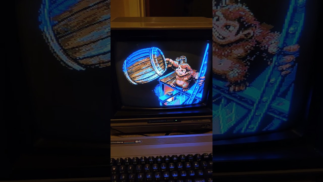 Donkey Kong Arcade on Gideon's new Ultimate64 Elite MKII, hooked up to the Commodore 1701 monitor!