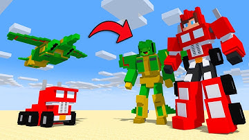 Monsters & Herobrine : JJ and Mikey Become TRANSFORMERS - Maizen Minecraft Animation