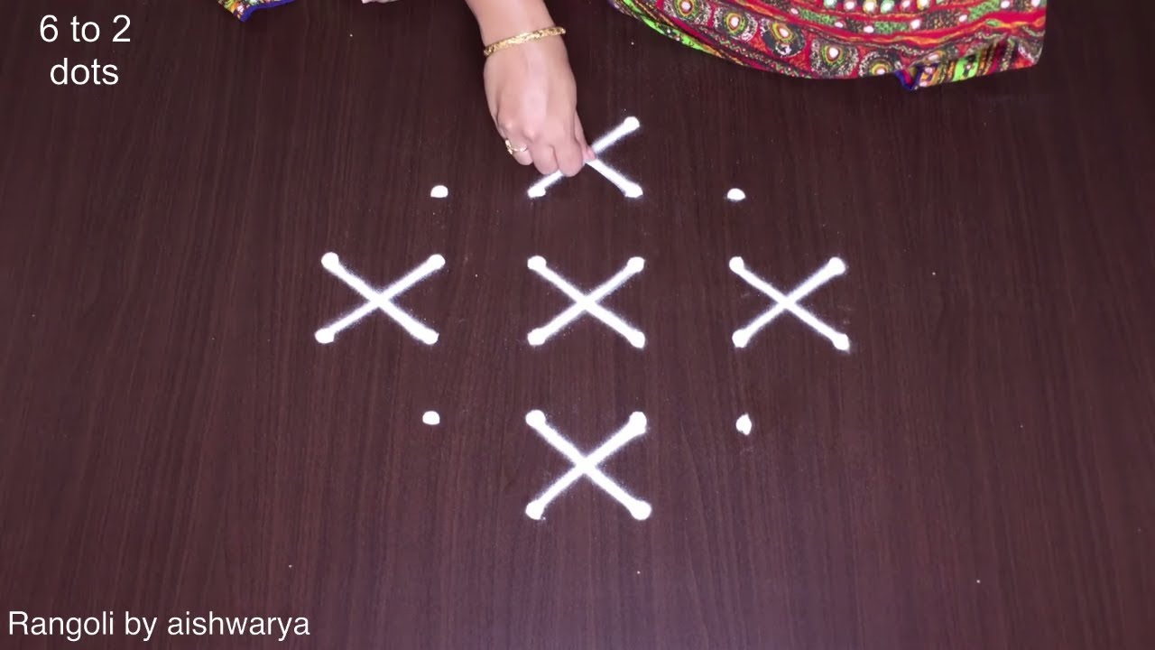 Daily Simple Small Rangoli 6x2x2dots Kolam