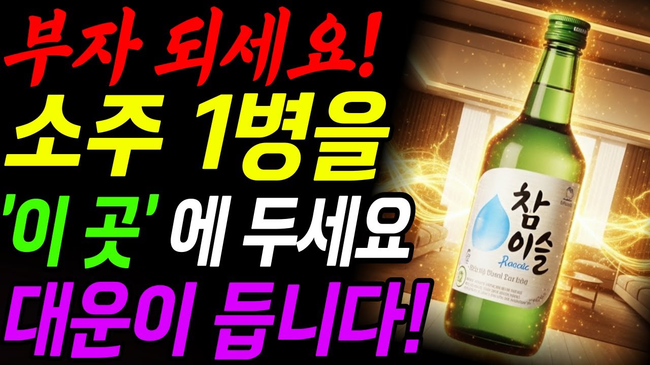 대운이 든다! 소주 1병을 집 안 '이 곳'에 두세요! 금전운 들어 부자됩니다ㅣ재물운ㅣ돈복ㅣ풍수 인테리어