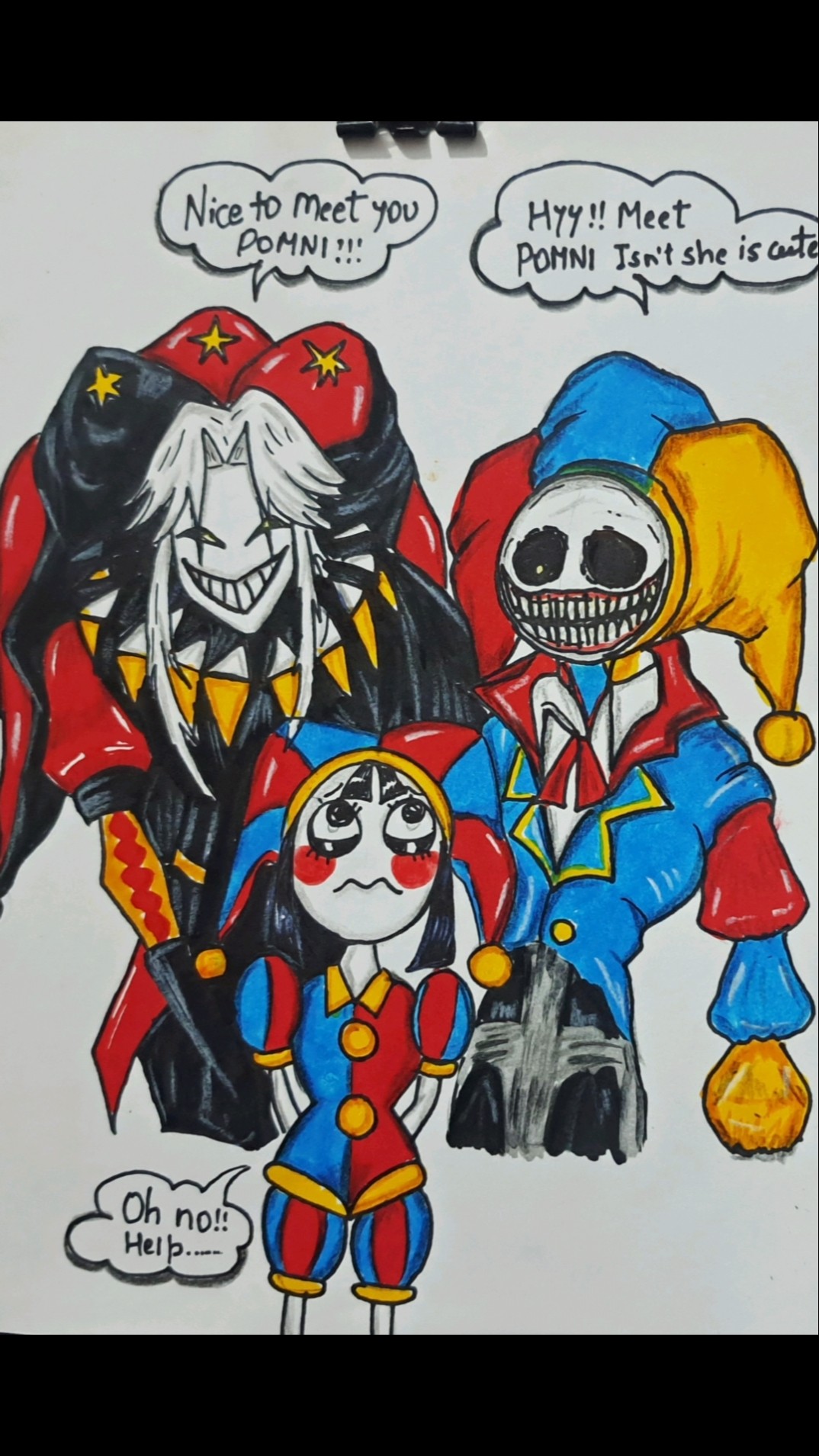 manaty様　ボンポワン　2点まとめ Drawing Pomni meet Prototype and Pierrot🎪✨️#art #drawing