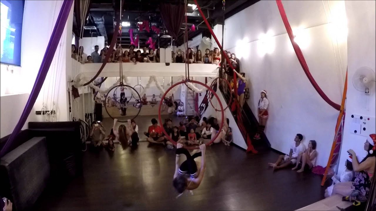 Viva Vertical Christmas showcase 2015; Master class Aerial hoop group performance