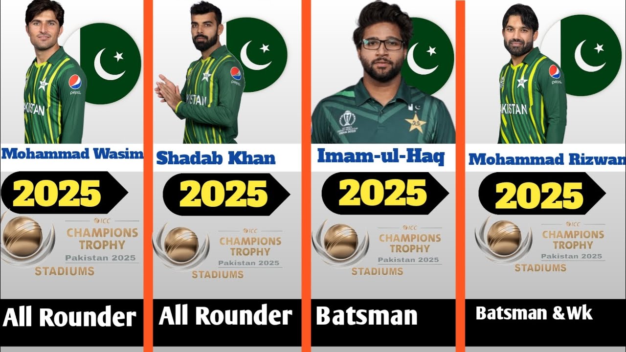 ICC Champion Trophy 2025 Pakistan Team Squad Comparison YouTube