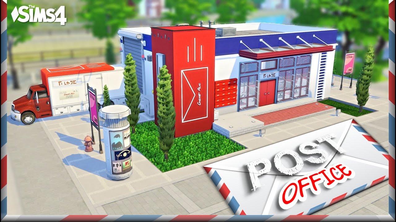 POST OFFICE 💌 Sims 4 Speed Build NO CC Story Telling Build Sims 4
