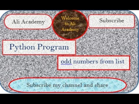 Python program odd  number from list||  urdu || Ali Academy