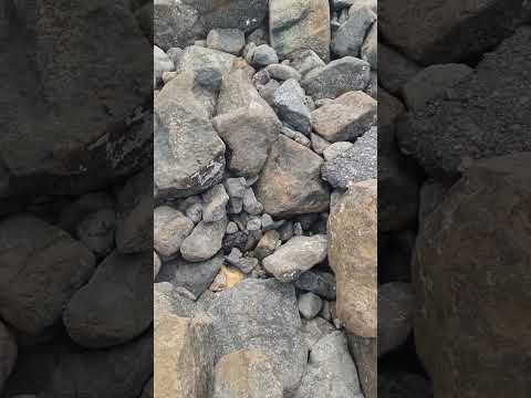 حجر بلون جميل كبير عل شاطئ البحر