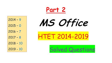 MS OFFICE-Part 2| HTET | PREVIOUS YEAR SOLVED QUESTIONS | #HTET 2020 | #HTET COMPUTERSCIENCE