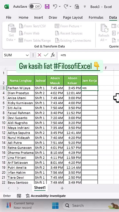 Cara hitung jam kerja di EXCEL buat anak HRD