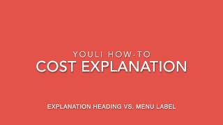 HOW-TO Cost Explanation & Menu @ YouLi Travel Experience Platform