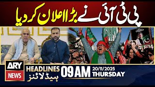 Pti Made Big Announcement Ary News 9 Am Headlines 20Th Nov 2025