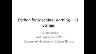 Python for Machine Learning – 11 -  Strings