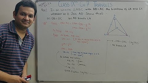 Q-1 Ex 7.2,Ch-7 Triangles, Class 9 Maths,In isosceles triangle ABC with AB = AC the bisectors of ∠B