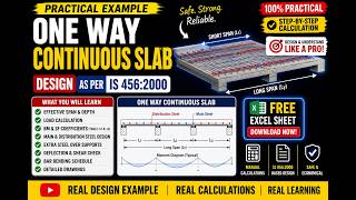 Continuous One-Way Slab Design in Excel | IS 456:2000 | Free Excel Sheet