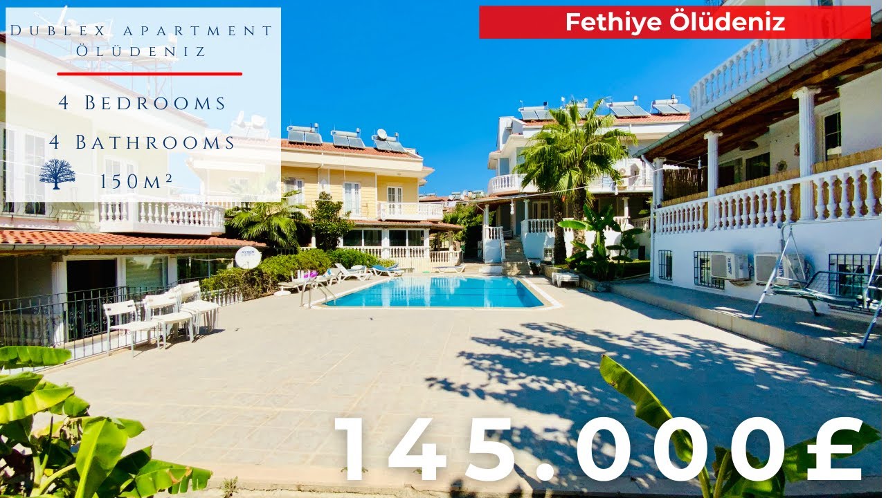 Fethiye Oludeniz 4+1 furnished dublex apartment for sale 150m² YouTube