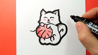 How to draw a kitten, easy and cute, happy drawings