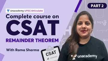 Complete course on CSAT for UPSC | Remainder Theorem - PART 2 | With Rama Sharma