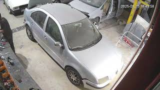 Mechanic in Auto Repair Shop Gets Startled by Horse Mask Prank and Falls