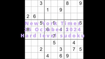 Sudoku solution – New York Times 25 October 2024 Hard level