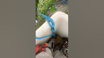 Safety first 2 hands 🙌🏽 on the chainsaw! Solo Rigging W/ Foot! 🦶