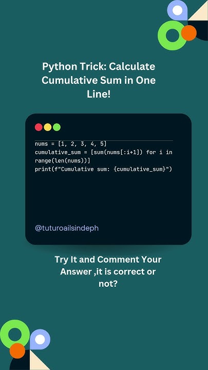 Python Trick 23 : Calculate Cumulative Sum in One Line | Tutorials in ...