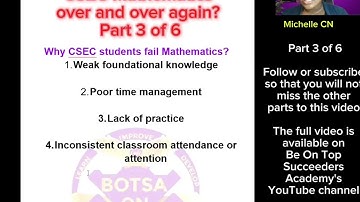 Part 3 of 6 Why you keep failing CSEC Mathematics over and over again? Part 3 of 6