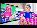ONLY ONE COLOR FOOD CHALLENGE | Last To STOP Eating PINK VS BLUE Candies by 123 GO! FOOD