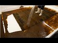 Filthiest dark mud poured from this flooded rug  carpet cleaning satisfying asmr