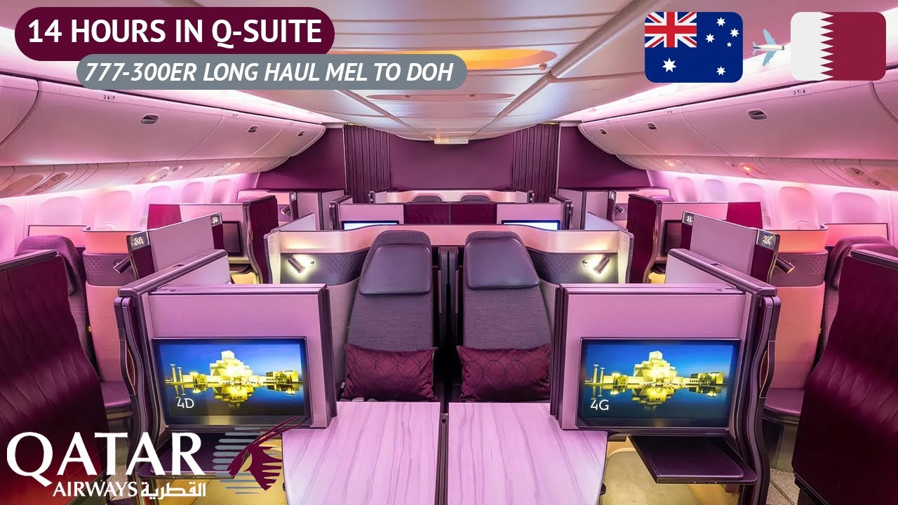 14 HOURS IN Q-SUITE Qatar Airways 777-300ER Business Class from Melbourne to Doha