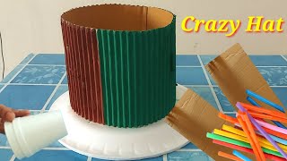 Crazy Hat Craft for Environment Day/ Recycle Crazy Hat Craft for School Project