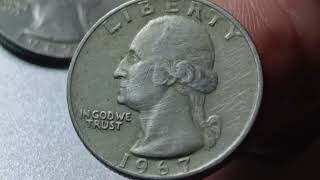 💰 Five coins 1967 Washington Quarter: Rare Errors That Could Make It Worth Big Money!#1967Quarter