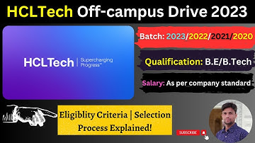 HCLTech Recruitment 2023 | Freshers hiring 2023 | Batch : 2020 - 2023 | Details in the video!👍✔️