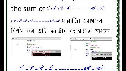 Write a FORTRAN program to find the sum of 1**2+2**2+3**2+4**2+-------------+49**2+50**2.